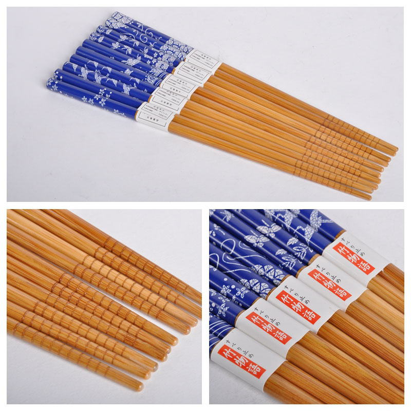 日式和风图案竹木筷子家用筷工艺礼品筷子防滑拉钩筷（5双/套）GP0024