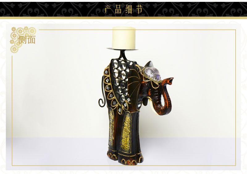东南亚风格创意大象烛台树脂摆件海外工艺品特色家居客厅卧室装饰品摆件NYN008100A/B3