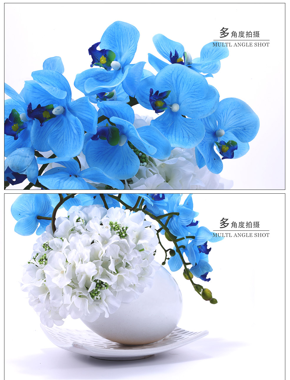 欧式蓝色君子兰小盆花艺成品仿真花仿真植物家居装饰XL-1010-0133