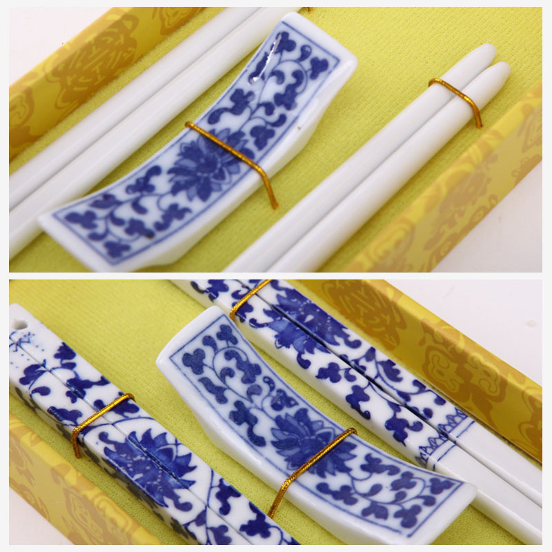 古典陶瓷手绘筷子2对套装 花卉图案 天然健康 高档礼品T2-0043