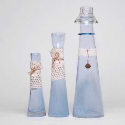 欧式简约风格淡蓝麻绳/缠丝玻璃花瓶14A029-14A031
