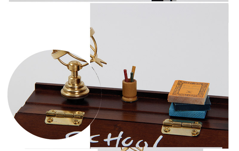 仿真复古木质课桌音乐盒书桌八音盒创意送同学生日毕业纪念礼物（不含木架费）MW-0295