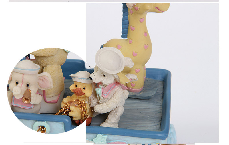 BABY动物船音乐盒快乐动物园小船音乐盒 创意生日礼品送女孩生日礼物（不含木架费）MP-21015