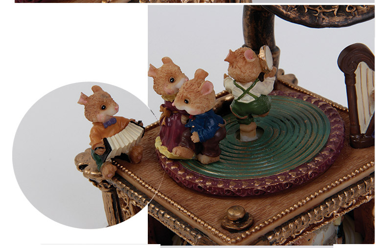 复古老鼠留声机音乐盒情人节礼物创意童话音乐盒八音盒（不含木架费）MP-21255