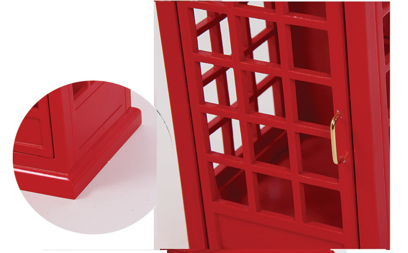 欧洲仿古 红色电话亭 音乐盒八音盒木质仿真家居摆设（不含木架费）MW-060A5