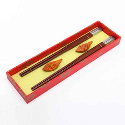 高档礼品筷子银色印花古装2双翻盖J2-007