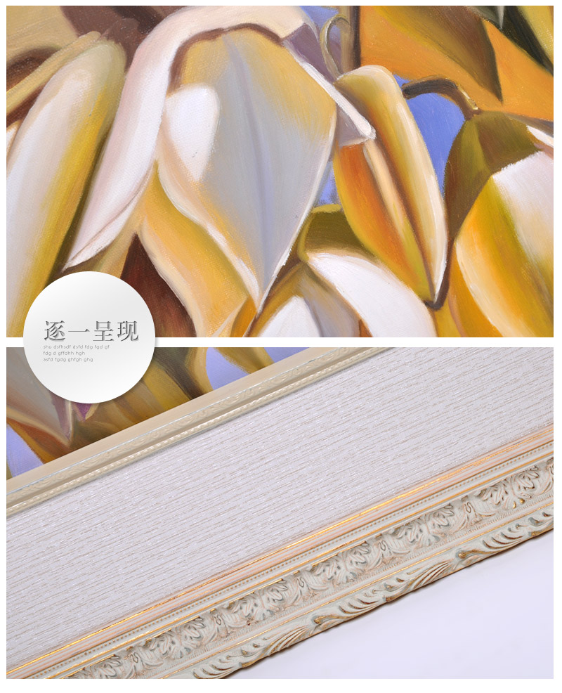 现代中式纯手绘花卉油画客厅美画正品有框沙发背景墙画玄关挂画SPGYH0114
