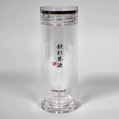 高档双层玻璃杯 300ml直身饮水思源透明水晶杯 防漏防烫直身水杯PJ-9331