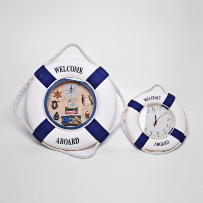 室内碧海金沙救生圈挂钟 地中海客厅钟表 家居装饰挂表lbz45/lbz30