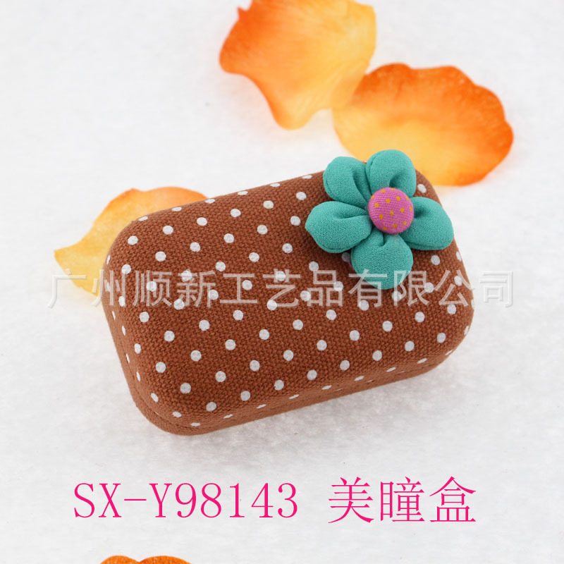 【2015爆款】广州工厂批发日韩帆布波点隐形眼镜美瞳双联盒护理盒8