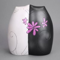 中号幸福猫 欧美简约Cats幸福猫存钱罐4D艺术亲密无间黑白朋友猫L&P 家居树脂工艺品软装摆件 07017