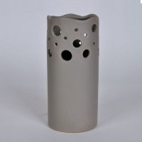 简约陶瓷花瓶摆件 灰色艺术圆筒圆点镂空工艺装饰花瓶 创意家居摆设花瓶OH079-8042-58G2