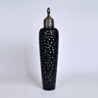 现代时尚陶瓷花瓶摆件 艺术黑银储物装饰两用花瓶 创意家居装饰花瓶OH089-7943-23J1