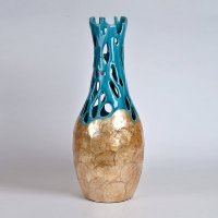 简约陶瓷贴贝壳造型摆件 创意黄蓝贝壳小装饰瓶 创意装饰品工艺品摆件GV8548-20.5-1094G