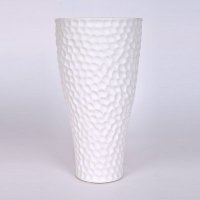 简约陶瓷花瓶摆件 白色艺术渔网花纹宽口窄瓶底装饰花瓶 创意家居装饰瓶OH020-7993-11W2