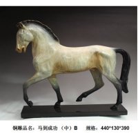 中式现代铜雕马到成功（中）B摆件客厅书房卧室装饰