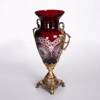 欧式复古纯铜镶嵌套色玻璃花瓶 定制紫红色复古花纹高档花瓶 家居样板房软装摆设装饰瓶 S13-1103
