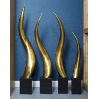欧式现代抽象铜雕金角摆件一套客厅书房卧室装饰