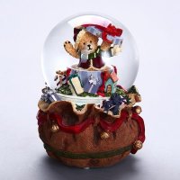 树脂音乐盒 创意小熊礼袋水晶球 圣诞节礼物生日礼物 专属定制（七天）树脂摆件MG-5021