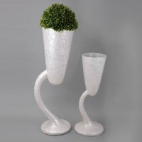 现代中式奖杯型贴贝壳落地花瓶客厅样板房装饰