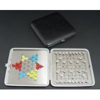 皮盒装两用磁性棋 旅行棋 中国象棋+跳棋