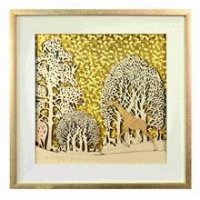 现代简约立体金鹿手工艺木拼画装饰画CAF304ABC