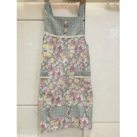 园艺绿色碎花围裙韩版工字背围裙加厚围裙烘焙围裙