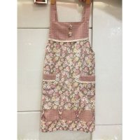 园艺茶色碎花围裙韩版工字背围裙加厚围裙烘焙围裙