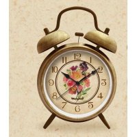欧式简约仿木纹金属4寸打铃钟闹钟