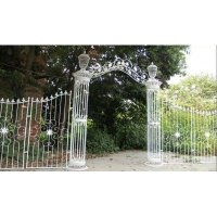 美式铁艺公园拱门 白色铁制别墅公园装饰拱门  别墅花园装饰品 BJ1148A