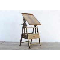 复古工艺 铁架木质绘图桌（小）