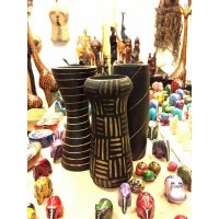 非洲手工多彩图案花瓶造型摆件进口工艺品