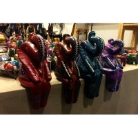 非洲手工多彩图案皂石坐姿大象造型摆件进口工艺品