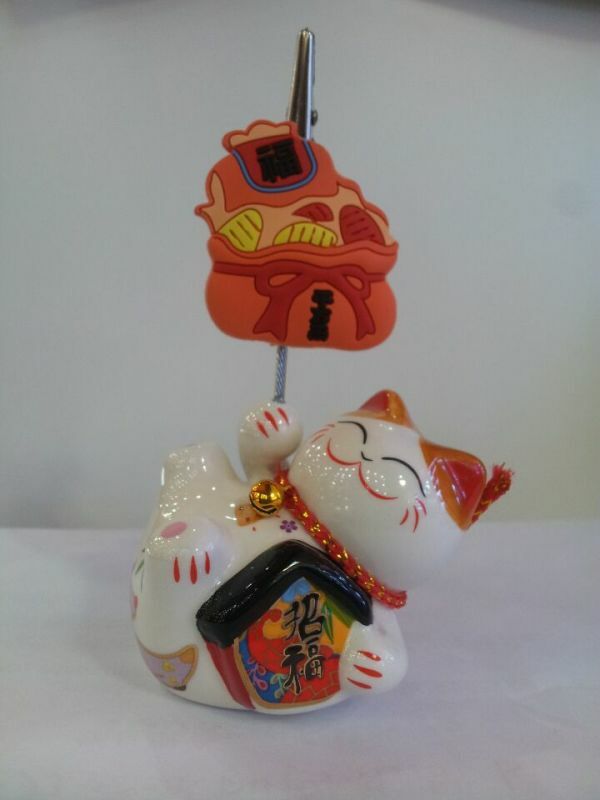 招财纳福日式陶瓷名片夹猫造型摆件家居装饰摆件风水摆件2