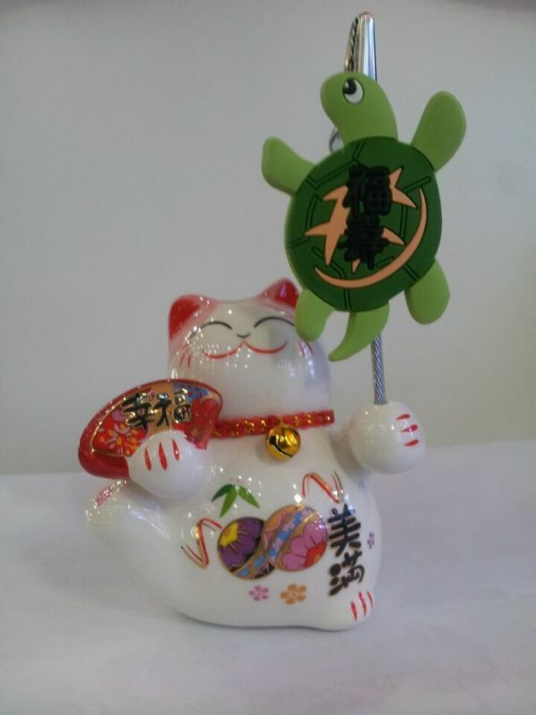 招财纳福日式陶瓷名片夹猫造型摆件家居装饰摆件风水摆件3