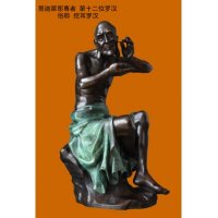 中式辟邪镇宅铜制挖耳罗汉摆件家居风水装饰开业礼品