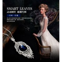气质羽毛蓝水晶满钻项链