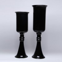 家居饰品 仿真花插花花瓶 全黑方头花器 现代简约玻璃花瓶客厅摆件6012-68
