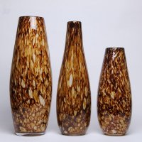 客厅酒店摆设品 咖啡色火焰玻璃摆件花瓶落地 新款高档时尚欧式 624749