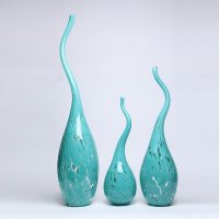 蓝色延伸摆件欧式玻璃花瓶 时尚家居软装摆件 人工吹制玻璃艺术品A1881-BU