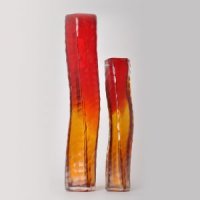 上红下琥珀色蜂窝抛光玻璃花瓶 落地客厅摆件 现代家居样板房装饰品G10-66RA