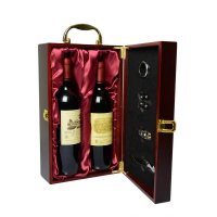 高品质斜口双支红酒PU皮盒葡萄酒盒皮盒红酒时尚包装礼盒5件套装MJ-2-5B