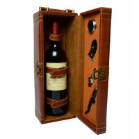 高品木纹皮单支红酒PU皮盒葡萄酒盒皮盒红酒时尚包装礼盒5件套装PJ-1-4E