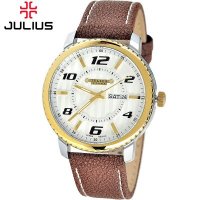 韩国Julius/聚利时男表 带日期 精细刻度 指针夜光男士手表茘技纹带时尚石英表批发JAH-085