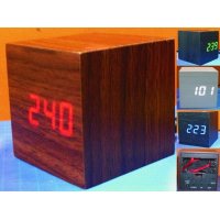 现代简约led显示正方体木质时钟创意台钟，下单备注颜色