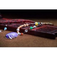 925银天然材质吊坠时尚长项链