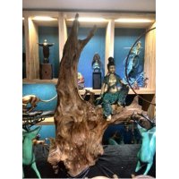 中式化煞招财镇宅铜雕古木自在观音摆件客厅书房卧室装饰