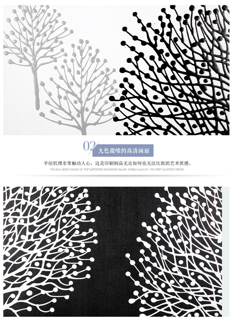 现代手工油画沙发挂画三件套 黑白色专用防水油画布ps框挂画 酒店家居装饰画 SPG YH0595