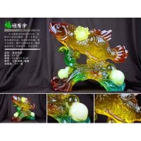 家居饰品琉璃工艺品精品客厅书柜、公司摆件 福禄有余