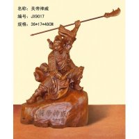 玄关门厅客厅摆设工艺品关帝神威木质摆件